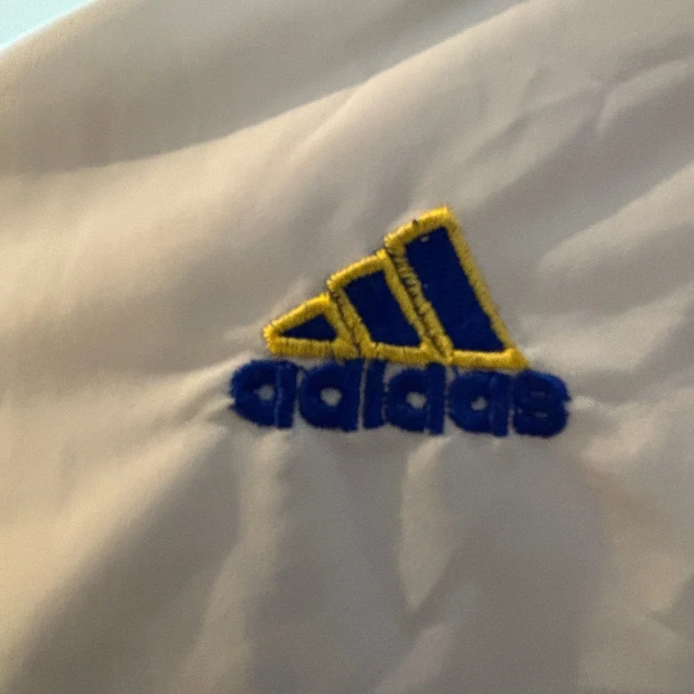 VTG 90s Adidas Windbreaker Jacket Mens M White Blue 3 Flag Tag Track Jacket